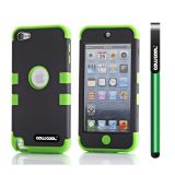 Apple Itouch5 Case Silicone With Hard Pc Double Color 2in1 Hybrid High Impact Protective Case For Itouch5(Green)