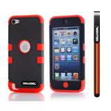 Apple Itouch5 Case Silicone With Hard Pc Double Color 2in1 Hybrid High Impact Protective Case For Itouch5(Red)