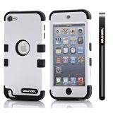 Apple Itouch5 Case Silicone With Hard Pc Double Color 2in1 Hybrid High Impact Protective Case For Itouch5(White)