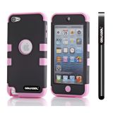 Apple Itouch5 Case Silicone With Hard Pc Double Color 2in1 Hybrid High Impact Protective Case For Itouch5(Light Pink)