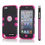 Apple Itouch5 Case Silicone With Hard Pc Double Color 2in1 Hybrid High Impact Protective Case For Itouch5(Purple)