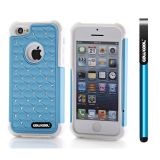 Apple Iphone 5C Case Silicone With Hard Pc Starry Sky Pattern Glitter Studded Diamond 2in1 Hybrid High Impact Protective Case For Apple Iphone 5C(Sky Blue with White)