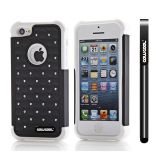 Apple Iphone 5C Case Silicone With Hard Pc Starry Sky Pattern Glitter Studded Diamond 2in1 Hybrid High Impact Protective Case For Apple Iphone 5C(Black with White)