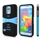 Samsung N9600 Galaxys5 Case Silicone With Hard Pc Double Color 2in1 Hybrid High Impact With Kickstand Protective Case For Samsung N9600 Galaxys5(Sky Blue)