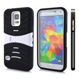 Samsung N9600 Galaxys5 Case Silicone With Hard Pc Double Color 2in1 Hybrid High Impact With Kickstand Protective Case For N9600 Galaxys5(White)