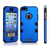 Apple Iphone 5C Case Silicone With Hard Pc Double Color 2in1 Hybrid High Impact Protective Case For Apple Iphone 5C(Blue with Black)