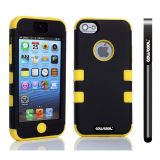 Apple Iphone 5C Case Silicone With Hard Pc Double Color 2in1 Hybrid High Impact Protective Case For Apple Iphone 5C(Black with Yellow)