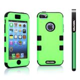 Apple Iphone 5C Case Silicone With Hard Pc Double Color 2in1 Hybrid High Impact Protective Case For Apple Iphone 5C(Light Green with Black)