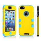 Apple Iphone 5C Case Silicone With Hard Pc Double Color 2in1 Hybrid High Impact Protective Case For Apple Iphone 5C(Yellow with Sky Blue)