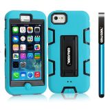 Apple Iphone 5C Case Silicone With Hard Pc Double Color 2in1 Hybrid High Impact With Kickstand Protective Case For Apple Iphone 5C(Sky Blue with Black)