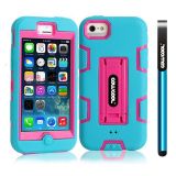 Apple Iphone 5C Case Silicone With Hard Pc Double Color 2in1 Hybrid High Impact With Kickstand Protective Case For Apple Iphone 5C(Sky Blue with Pink)