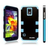 Samsung N9600 Galaxys5 Case Silicone With Hard Pc Double Color 3in1 Hybrid High Impact Protective Case For Samsung N9600 Galaxys5(Sky Blue with Black)