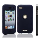 Apple Itouch 4 Case Silicone With Hard Pc Double Color 2in1 Hybrid High Impact Protective Case For Apple Itouch 4(Black with Black)