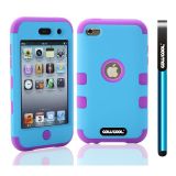 Apple Itouch 4 Case Silicone With Hard Pc Double Color 2in1 Hybrid High Impact Protective Case For Apple Itouch 4(Purple with Sky Blue)