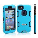 Apple Iphone 5C Case Silicone With Hard Pc Double Color 2in1 Hybrid High Impact Protective Case For Apple Iphone 5C(Sky Blue with White)