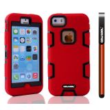 Apple Iphone 5C Case Silicone With Hard Pc Double Color 2in1 Hybrid High Impact Protective Case For Apple Iphone 5C(Red with White)