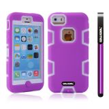 Apple Iphone 5C Case Silicone With Hard Pc Double Color 2in1 Hybrid High Impact Protective Case For Apple Iphone 5C(Purple with White)