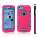 Apple Iphone 5C Case Silicone With Hard Pc Double Color 2in1 Hybrid High Impact Protective Case For Apple Iphone 5C(Pink with Sky Blue)