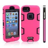 Apple Iphone 5C Case Silicone With Hard Pc Double Color 2in1 Hybrid High Impact Protective Case For Apple Iphone 5C(Pink with Black)