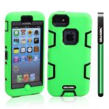 Apple Iphone 5C Case Silicone With Hard Pc Double Color 2in1 Hybrid High Impact Protective Case For Apple Iphone 5C(Green with White)