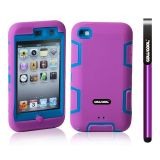 Apple Itouch 4 Case Silicone With Hard Pc Double Color 2in1 Hybrid High Impact Protective Case For Apple Itouch 4(Purple with Sky Blue)