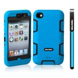 Apple Itouch 4 Case Silicone With Hard Pc Double Color 2in1 Hybrid High Impact Protective Case For Apple Itouch 4(Sky Blue with Black)