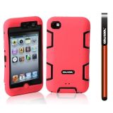 Apple Itouch 4 Case Silicone With Hard Pc Double Color 2in1 Hybrid High Impact Protective Case For Apple Itouch 4(Pink with Black)