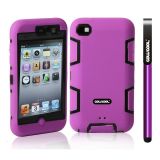 Apple Itouch 4 Case Silicone With Hard Pc Double Color 2in1 Hybrid High Impact Protective Case For Apple Itouch 4(Purple with Black)