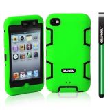 Apple Itouch 4 Case Silicone With Hard Pc Double Color 2in1 Hybrid High Impact Protective Case For Apple Itouch 4(Green with Black)