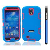 Samsung N9600 Galaxys5 Case Silicone With Hard Pc Double Color 2in1 Hybrid High Impact Protective Case For Samsung N9600 Galaxys5(Sky Blue with Pink)