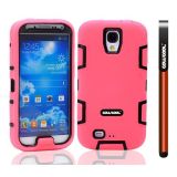 Samsung N9600 Galaxys5 Case Silicone With Hard Pc Double Color 2in1 Hybrid High Impact Protective Case For Samsung N9600 Galaxys5(Pink with Black)