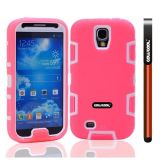 Samsung N9600 Galaxys5 Case Silicone With Hard Pc Double Color 2in1 Hybrid High Impact Protective Case For Samsung N9600 Galaxys5(Pink with White)