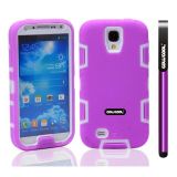 Samsung N9600 Galaxys5 Case Silicone With Hard Pc Double Color 2in1 Hybrid High Impact Protective Case For Samsung N9600 Galaxys5(Purple with White)