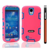 Samsung N9600 Galaxys5 Case Silicone With Hard Pc Double Color 2in1 Hybrid High Impact Protective Case For Samsung N9600 Galaxys5(Pink with Sky Blue)