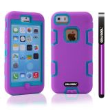 Apple Iphone 5C Case Silicone With Hard Pc Double Color 2in1 Hybrid High Impact Protective Case For Apple Iphone 5C(Purple with Sky Blue)