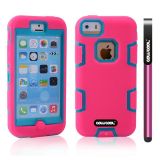 Apple Iphone 5C Case Silicone With Hard Pc Double Color 2in1 Hybrid High Impact Protective Case For Apple Iphone 5C(Pink with Sky Blue)