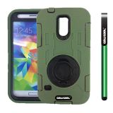 Samsung N9600 Galaxys5 Case Silicone With Hard Pc Double Color 2in1 Hybrid High Impact With 360 Degree Rotation Kickstand Protective Case For Samsung N9600 Galaxys5(Deep Green)