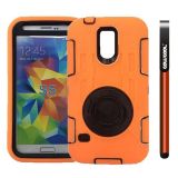 Samsung N9600 Galaxys5 Case Silicone With Hard Pc Double Color 2in1 Hybrid High Impact With 360 Degree Rotation Kickstand Protective Case For Samsung N9600 Galaxys5(Orange)