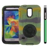 Samsung N9600 Galaxys5 Case Silicone With Hard Pc Double Color 2in1 Hybrid High Impact With 360 Degree Rotation Kickstand Protective Case For Samsung N9600 Galaxys5(Camo)