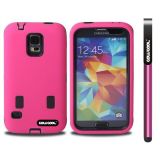 Samsung N9600 Galaxys5 Case Silicone With Hard Pc Double Color 2in1 Hybrid High Impact Protective Case For Samsung N9600 Galaxys5(Rose Pink)