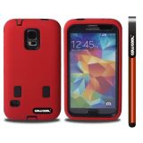 Samsung N9600 Galaxys5 Case Silicone With Hard Pc Double Color 2in1 Hybrid High Impact Protective Case For Samsung N9600 Galaxys5(Red)