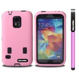 Samsung N9600 Galaxys5 Case Silicone With Hard Pc Double Color 2in1 Hybrid High Impact Protective Case For Samsung N9600 Galaxys5(Pink)