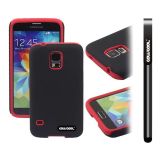 Samsung N9600 Galaxys5 Case Silicone With Hard Pc Double Color 2in1 Hybrid High Impact Protective Case For(Red)