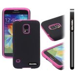 Samsung N9600 Galaxys5 Case Silicone With Hard Pc Double Color 2in1 Hybrid High Impact Protective Case For(Rose Pink)