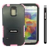 Samsung N9600 Galaxys5 Case Silicone With Hard Pc Colorful 2in1 Hybrid High Impact With Kickstand Protective Case For(Pink)