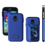 Samsung N9600 Galaxys5 Case Silicone With Hard Pc Business Card Holder Double Color 2in1 Hybrid High Impact With Kickstand Protective Case For(Blue)