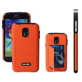 Samsung N9600 Galaxys5 Case Silicone With Hard Pc Business Card Holder Double Color 2in1 Hybrid High Impact With Kickstand Protective Case For(Orange)