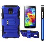 Samsung N9600 Galaxys5 Case Silicone With Hard Pc Fish Bone 2in1 Hybrid High Impact With Kickstand Protective Case For Samsung N9600 Galaxys5(Blue)