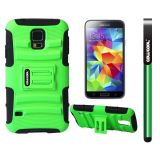 Samsung N9600 Galaxys5 Case Silicone With Hard Pc Fish Bone 2in1 Hybrid High Impact With Kickstand Protective Case For Samsung N9600 Galaxys5(Green)