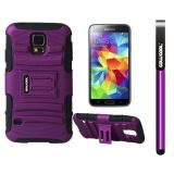 Samsung N9600 Galaxys5 Case Silicone With Hard Pc Fish Bone 2in1 Hybrid High Impact With Kickstand Protective Case For Samsung N9600 Galaxys5(Purple)